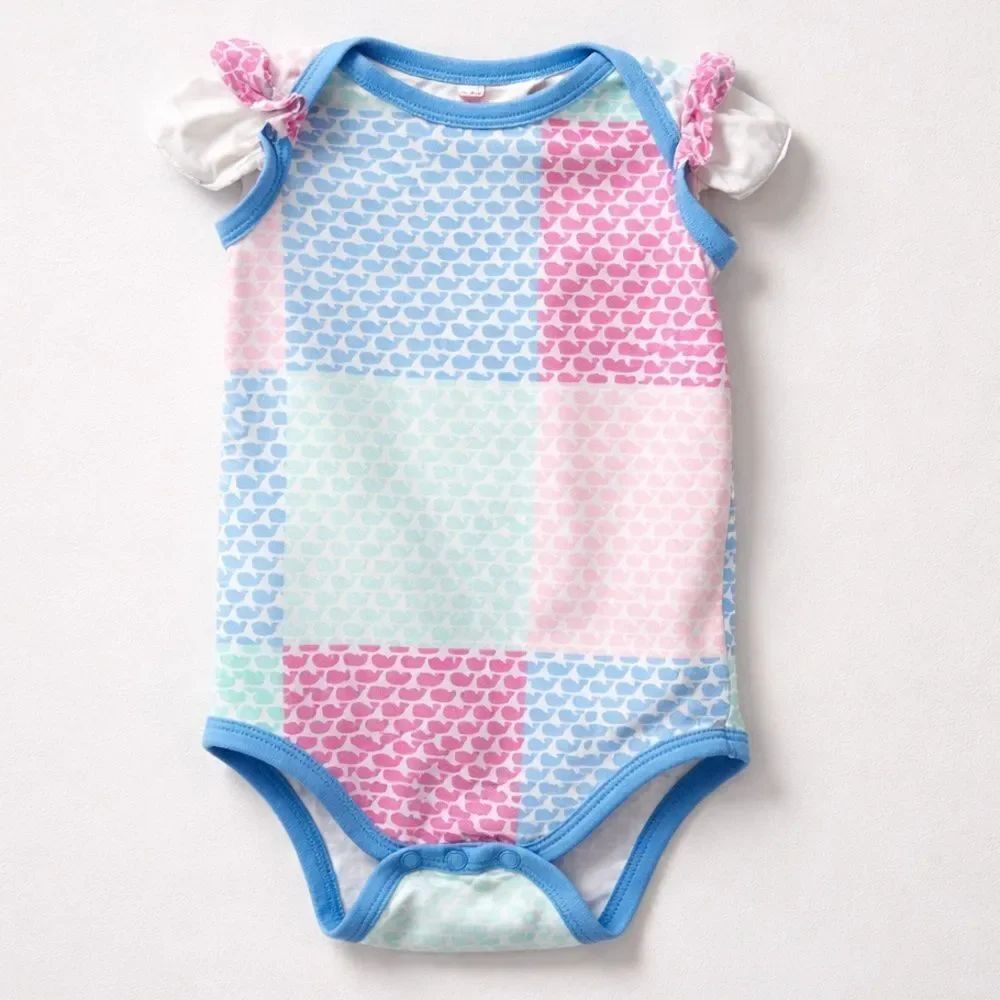 Vineyard Vines for Target color block whale print bodysuit ruffle sleeves 3-6 m